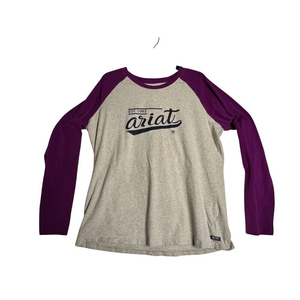 Ariat L/S Purple Grey Summer Baseball Shirt Womens 2XL XXL